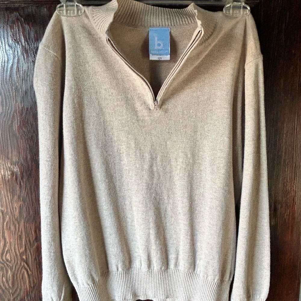 bella bliss Kids Cream Zip Cotton Cashmere Heirloom Heritage Knit EUC